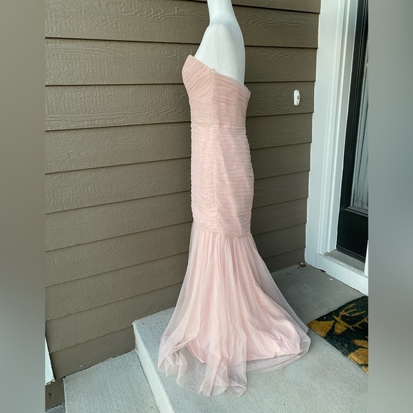 Amsale soft tulle bridesmaid formal long dress in blush, size 12 - Picture 2 of 12